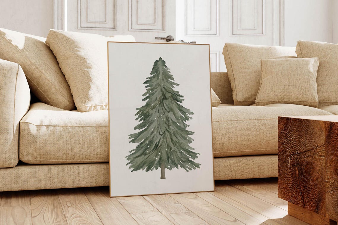Christmas Watercolor Pine Tree Evergreen Snow Winter Wall Poster - Image 6