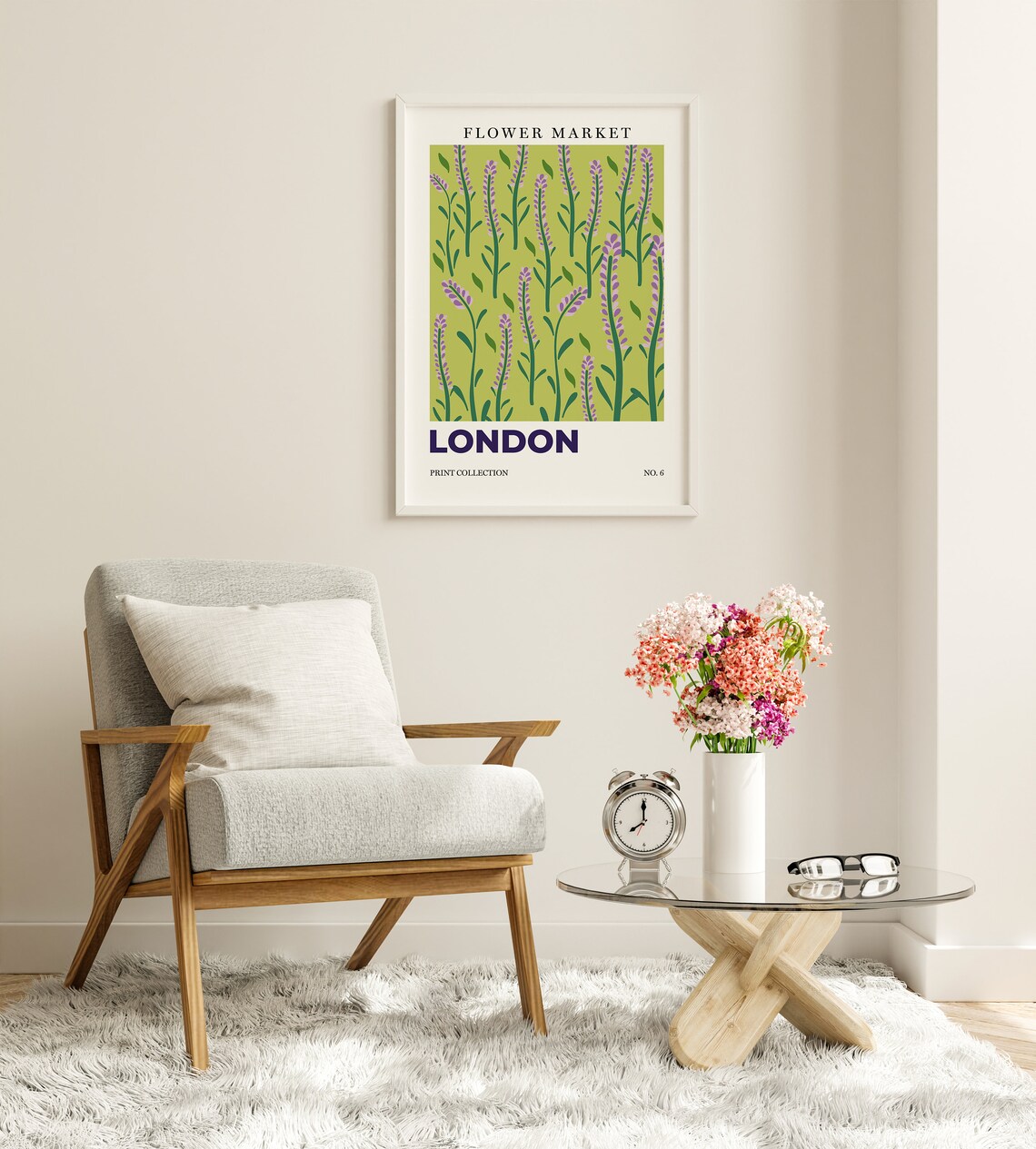 London Flower Market Lavender Sprigs Botanical Retro City Art Poster - Image 6