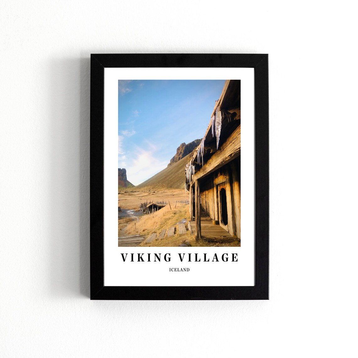 Viking Village Iceland Travel Photography Poster Nordic Mountain Landscape