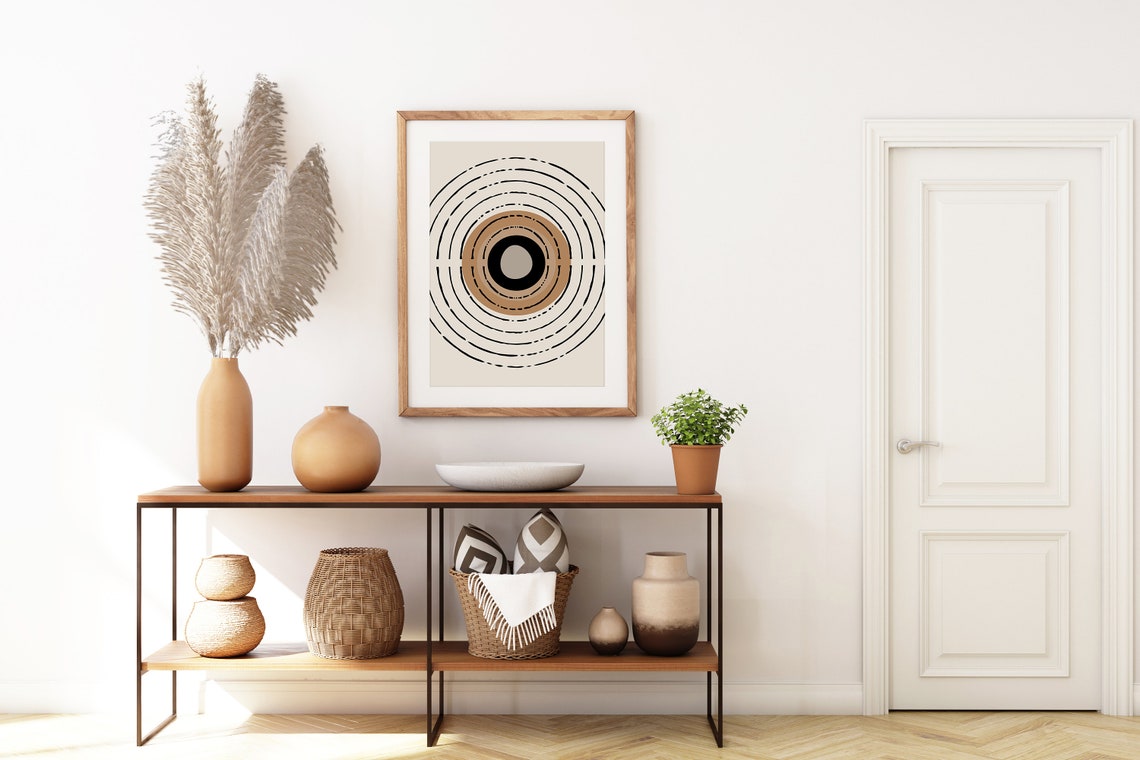 Concentric Dashed Circles Neutral Black Tan Geometric Poster - Image 8
