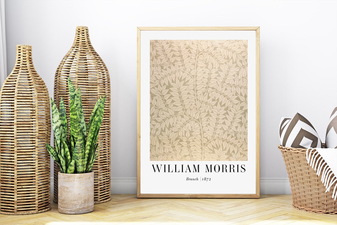 William Morris Branch 1872 Beige Neutral Leaf Pattern Art Poster - Image 7
