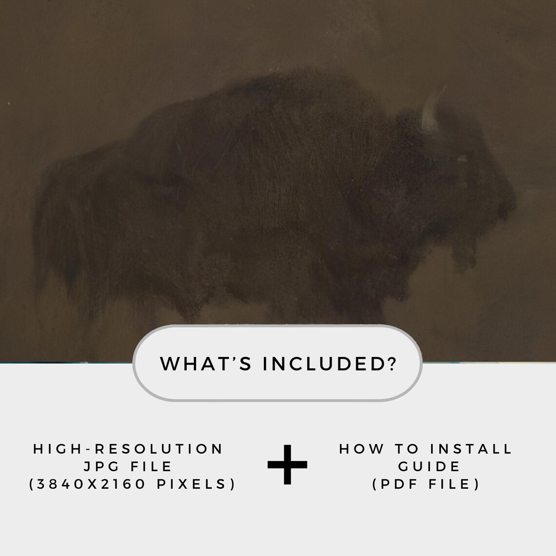Bison Buffalo Dark Mist Moody Antique Western Wildlife Art Poster - Image 3
