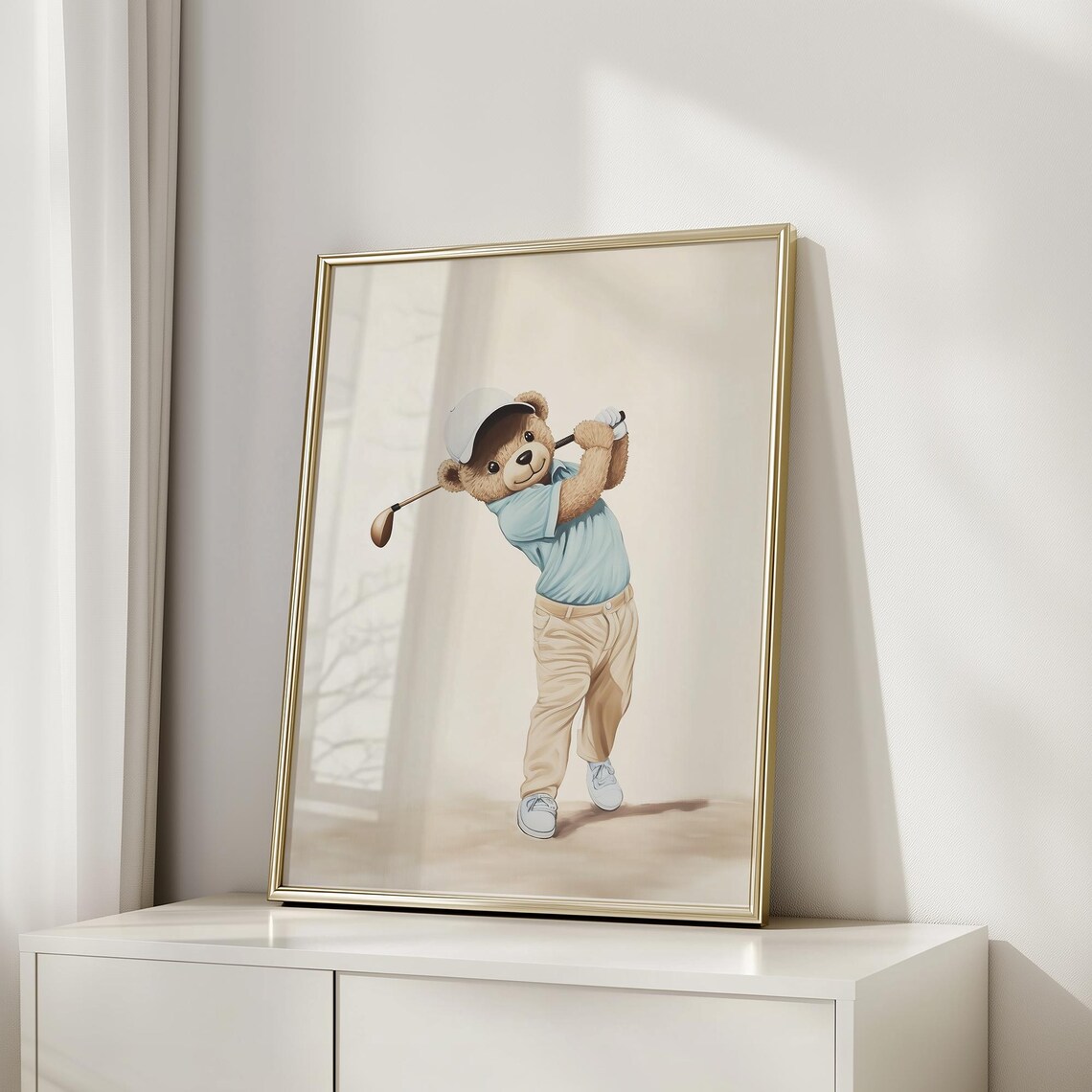 Adorable Teddy Bear Golf Swing Cute Kids Sports Nursery Poster - Image 6