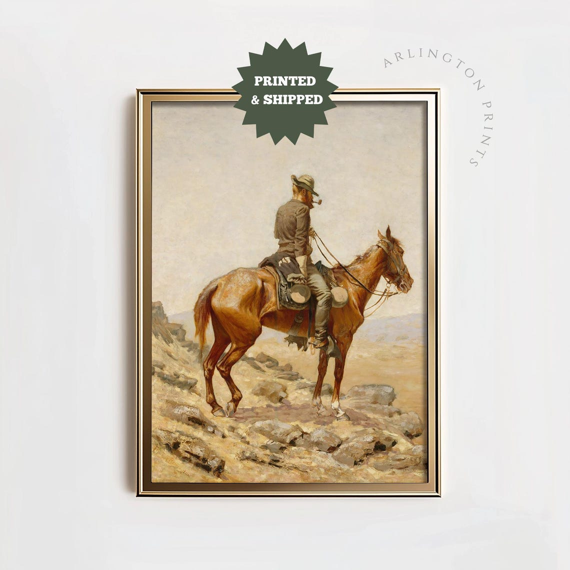 Vintage Cowboy On Horseback Desert Trail Western Ranch Art Poster
