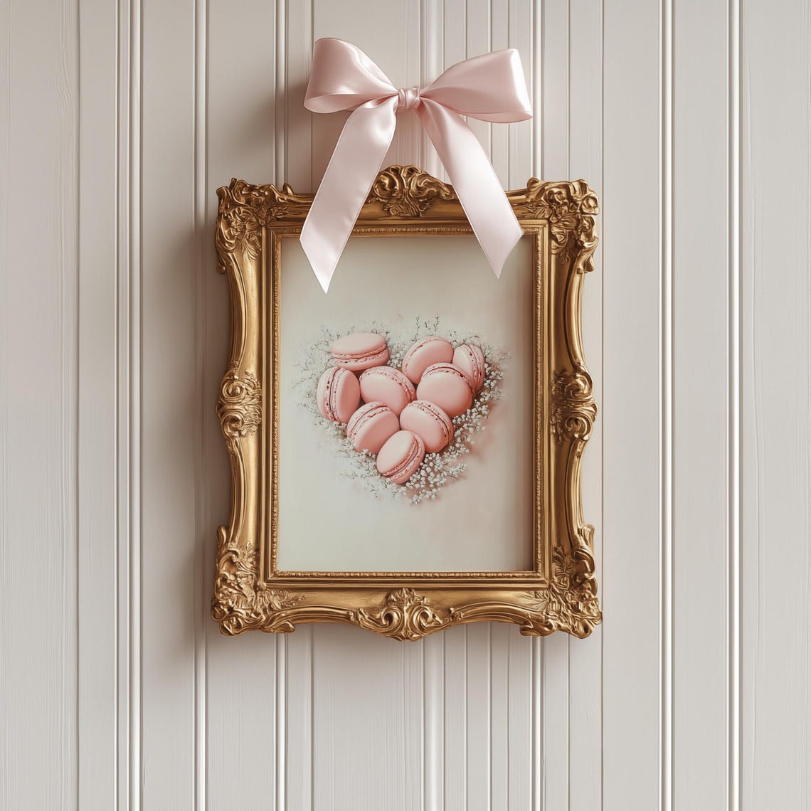 Pink Macarons Arranged in Heart Shape with Baby's Breath Sweet Print - Image 2