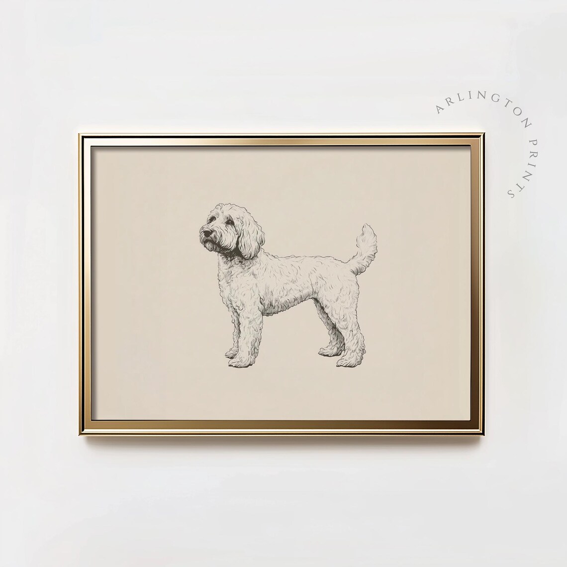 Goldendoodle Line Drawing Minimalist Standing Dog Sketch Poster