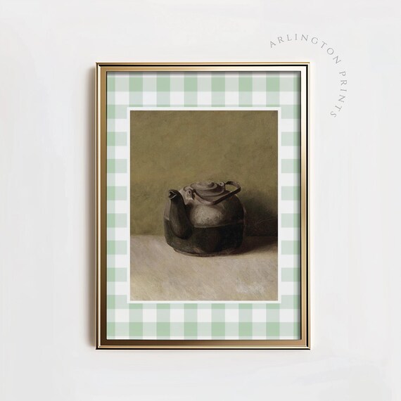 Vintage Teapot Still Life, Rustic Oil Painting