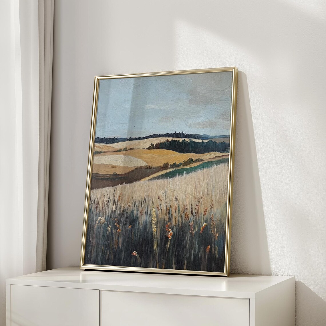 Autumn Field Golden Hills Moody Landscape Vintage Farmhouse Poster - Image 4