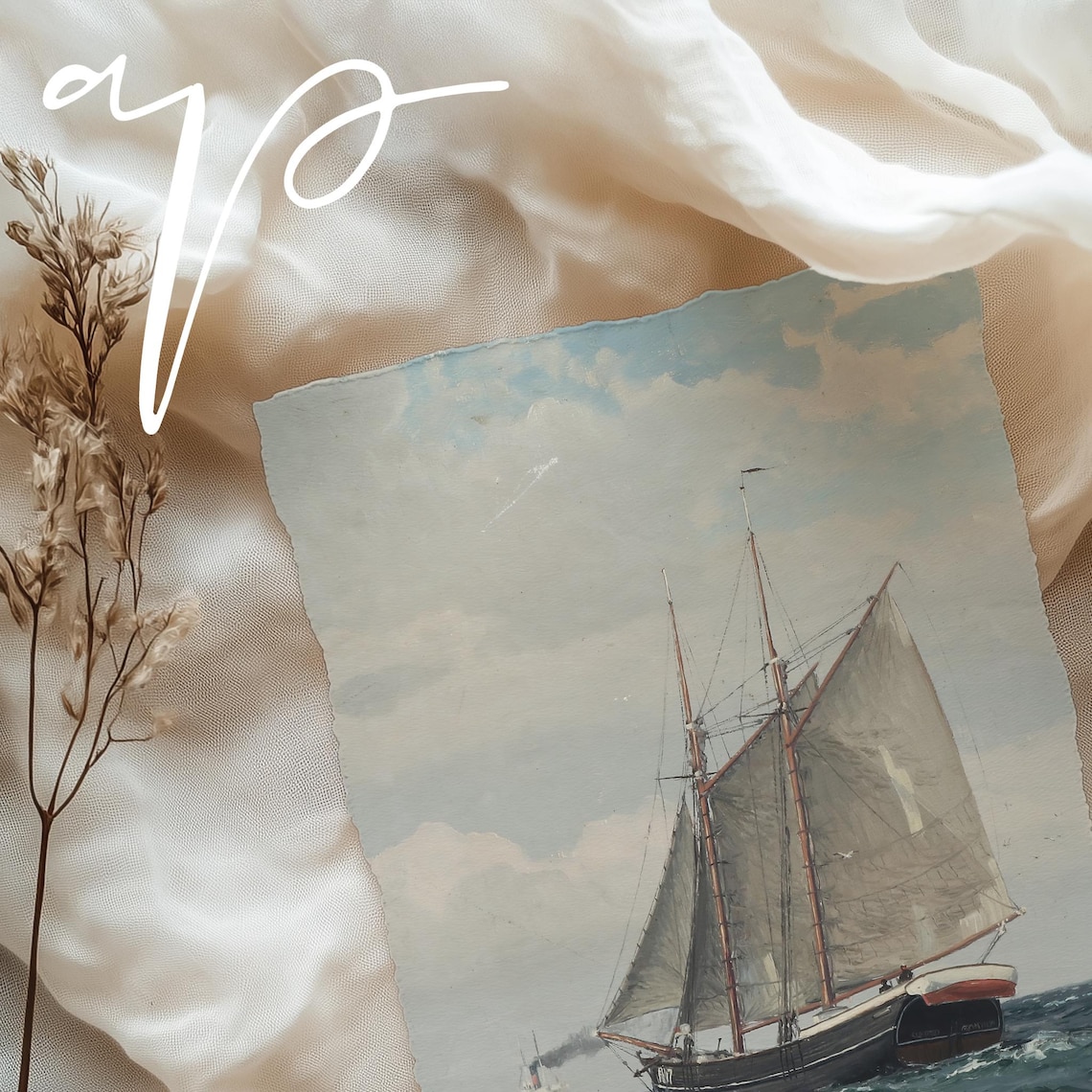 Vintage Ship Painting Rustic Seascape Art Print - Image 4