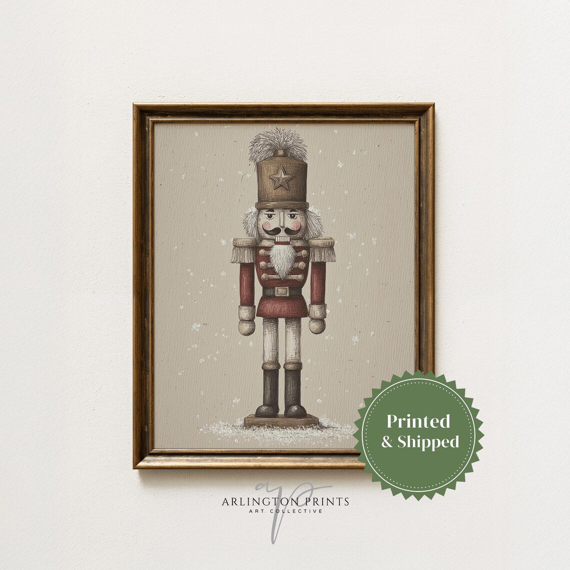 Vintage Nutcracker Soldier Red Uniform Classic Christmas Wall Art