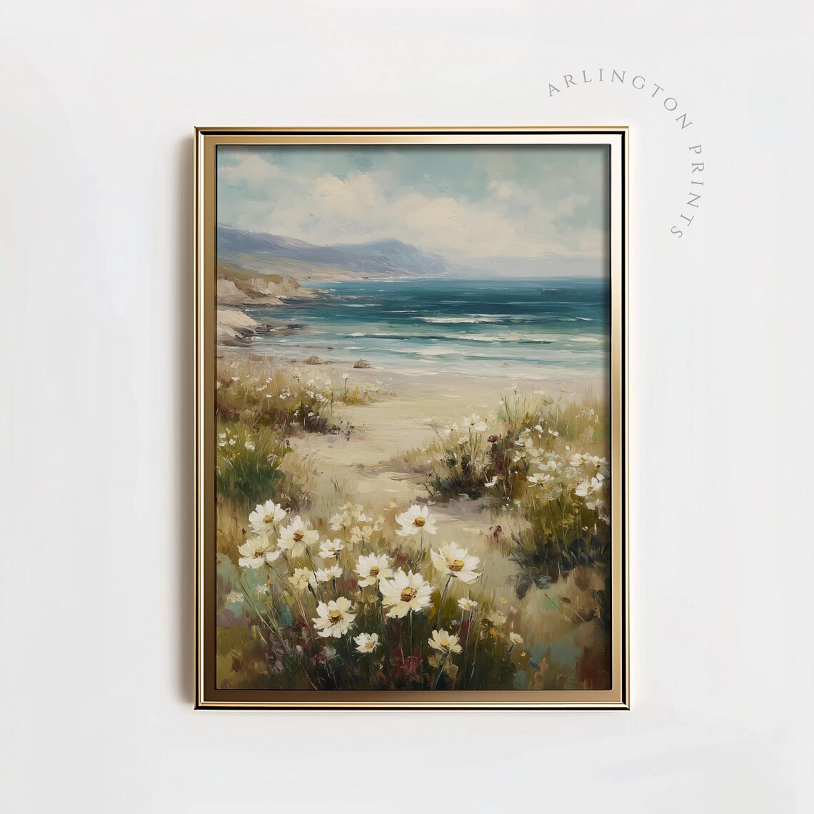 Summer Coastal Beach Flowers Ocean View Nature Scene