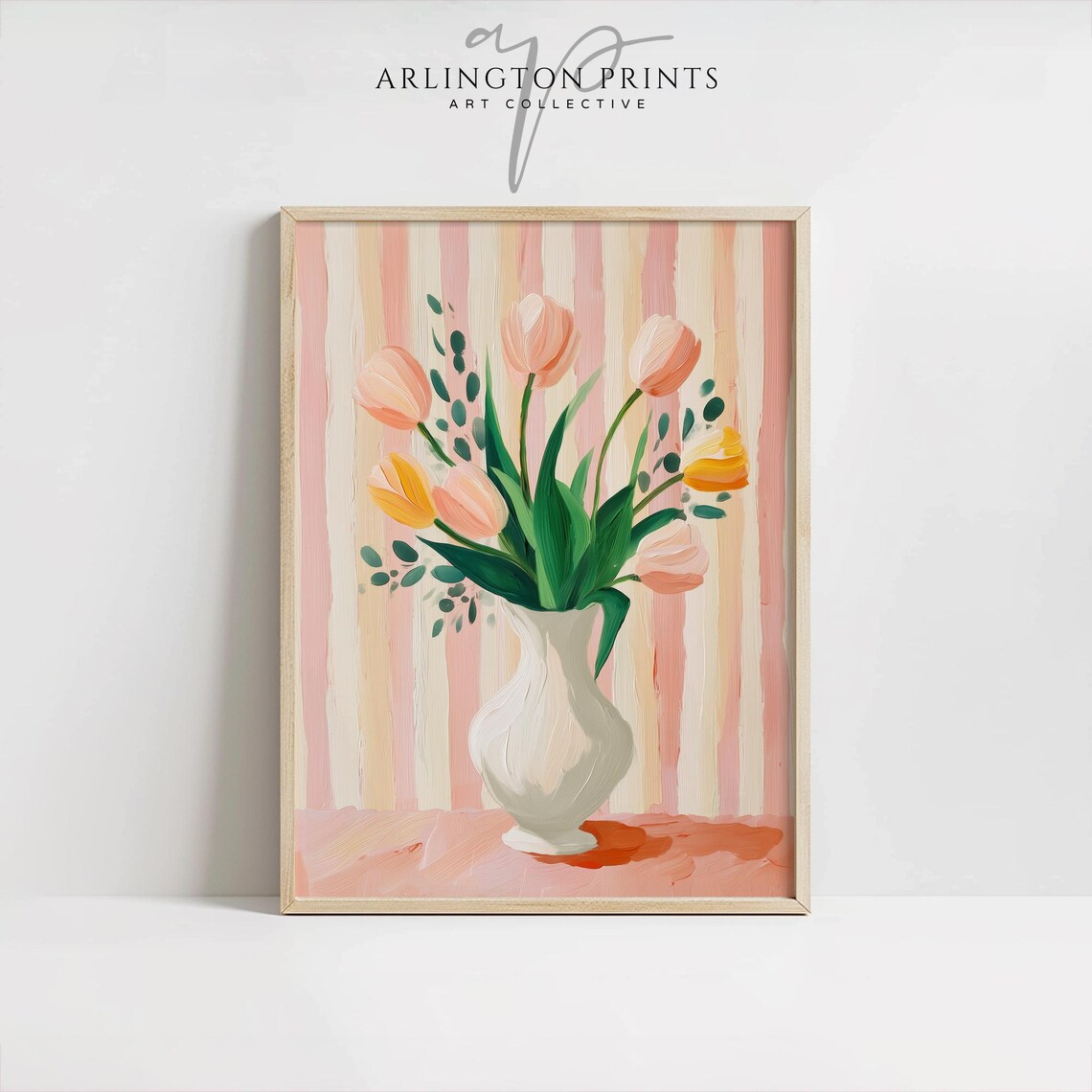 Abstract Stripes Flowers, Modern Tulip Poster