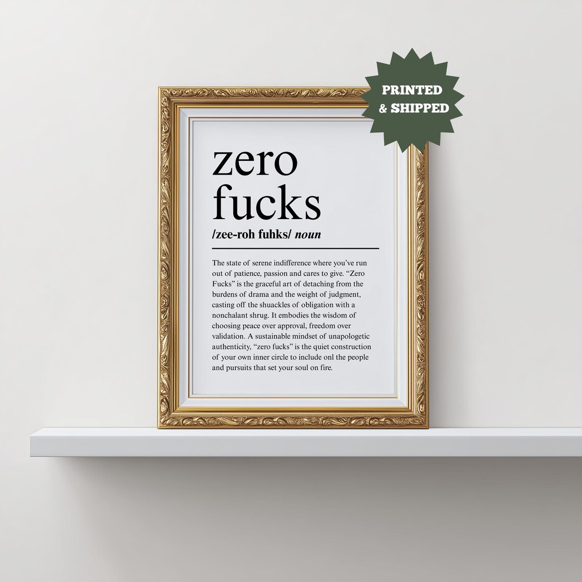 Zero Fucks Definition, Funny Typography Quote