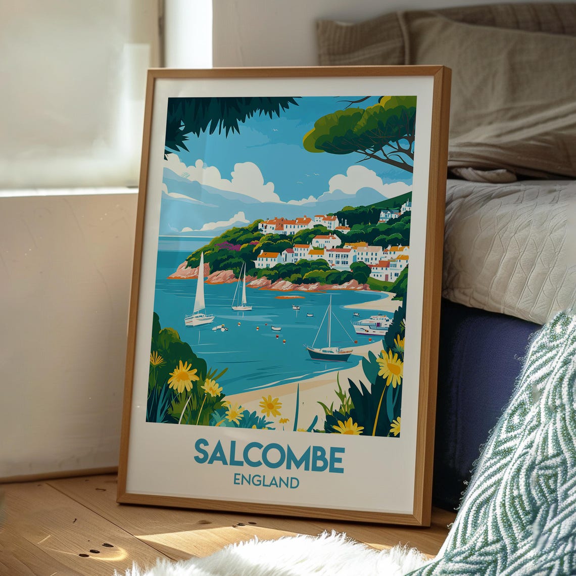 Salcombe England Sailing Bay Beach Village Retro Travel Poster - Image 3