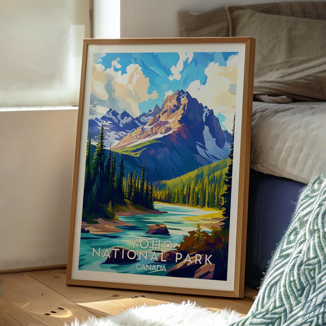 Yoho National Park Canada Turquoise River Jagged Peaks Forest Poster - Image 3