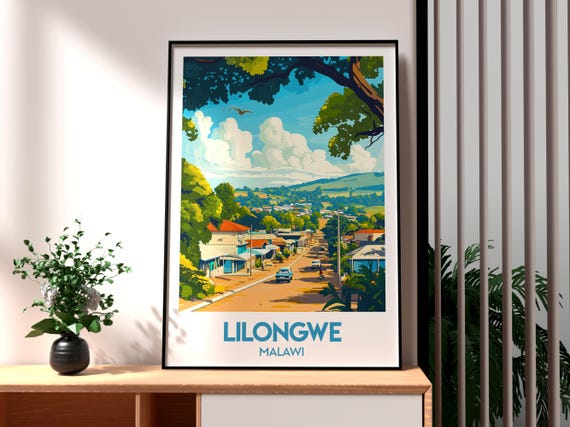Lilongwe Poster Malawi Print Travel Wall Art Africa African Wildlife City