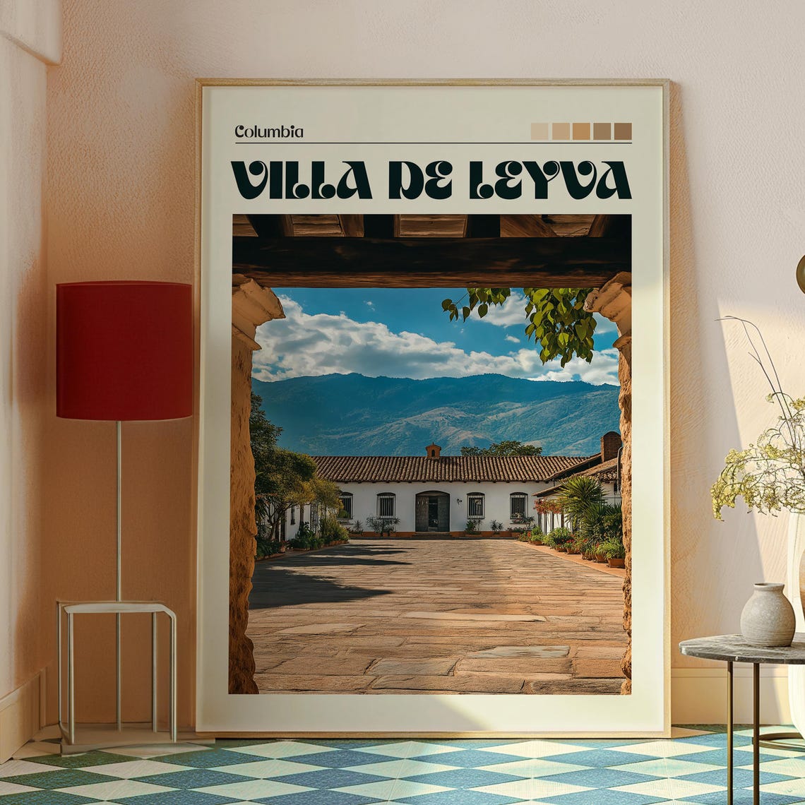 Villa de Leyva Colombia Colonial Courtyard Mountains View Art Poster - Image 2