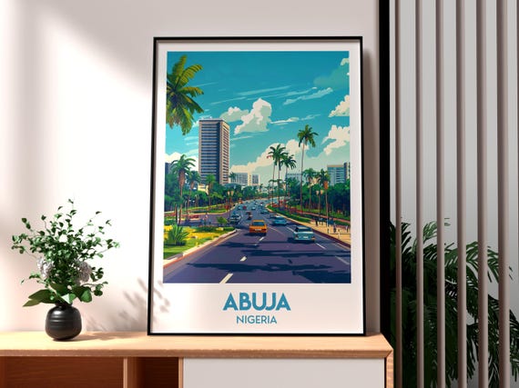 Abuja Poster Nigeria Print Travel Wall Art Africa African Wildlife City