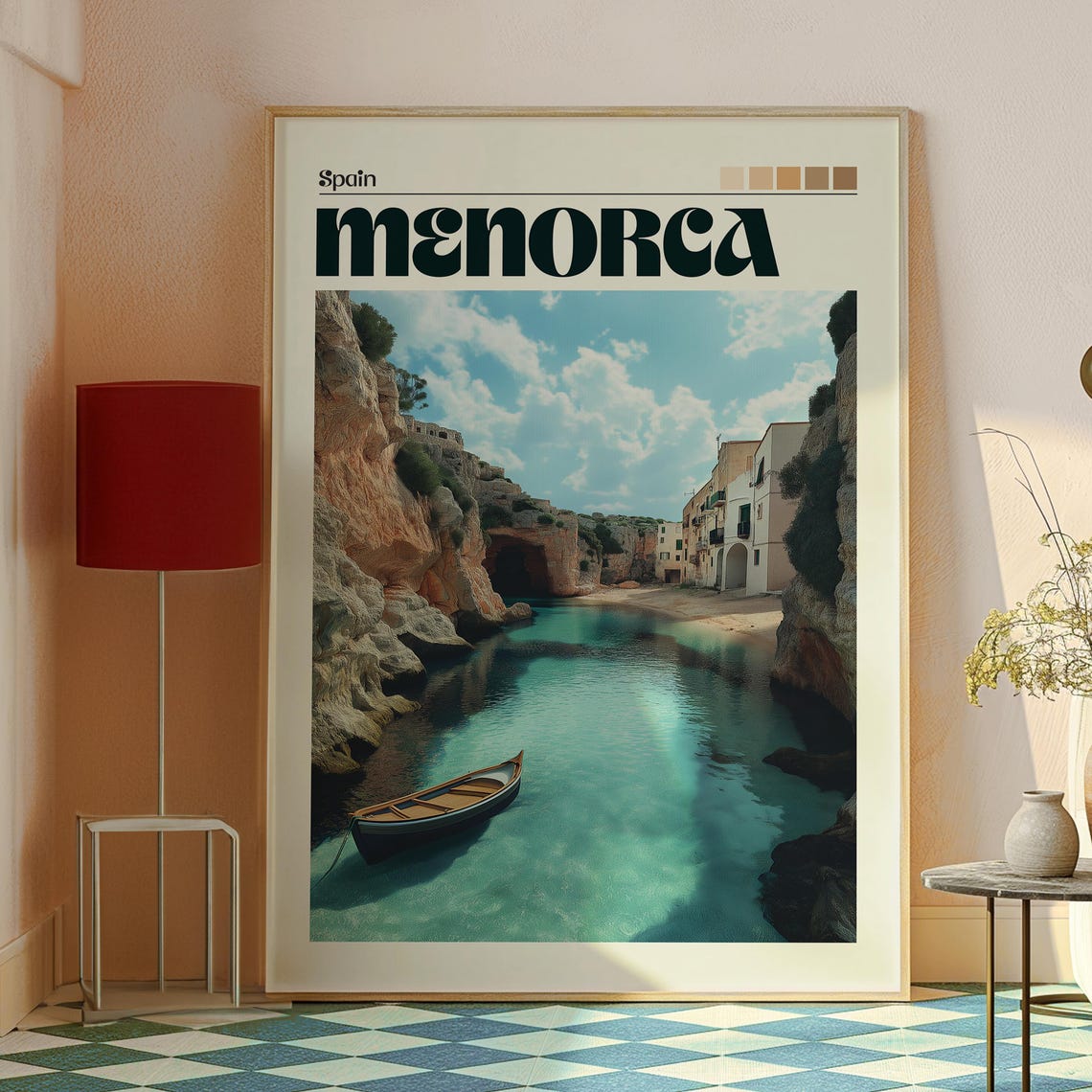 Menorca Spain Balearic Islands Turquoise Cove Vintage Travel Poster - Image 2
