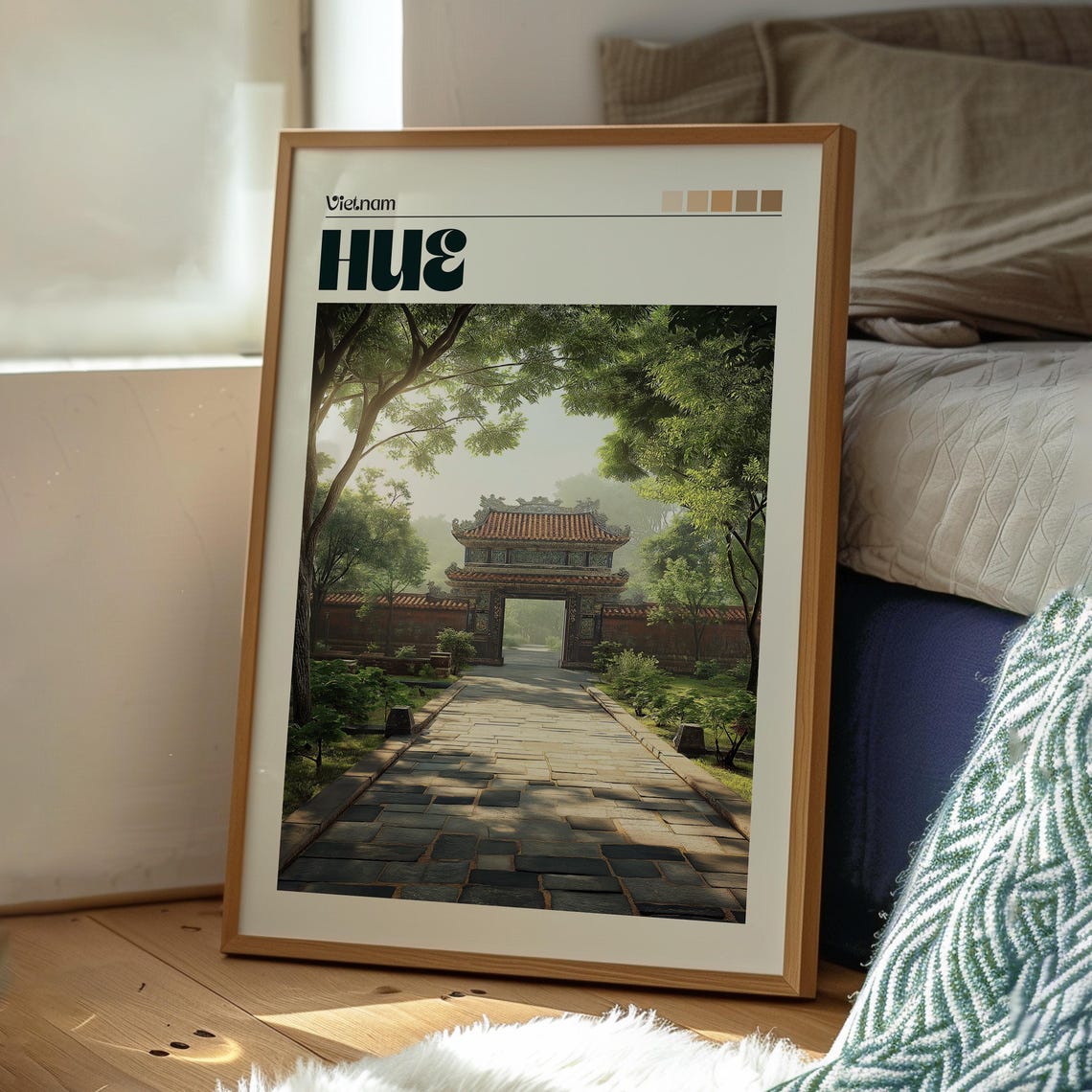 Hue Vietnam Imperial Gate Stone Pathway Garden Travel Poster - Image 3