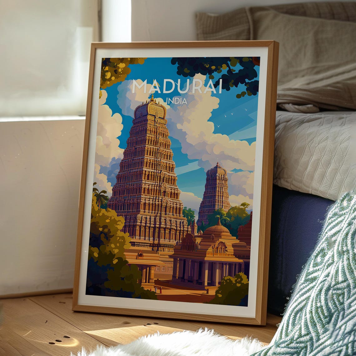 Madurai India Temple Towers Carved Gopuram Sacred Travel Poster - Image 3