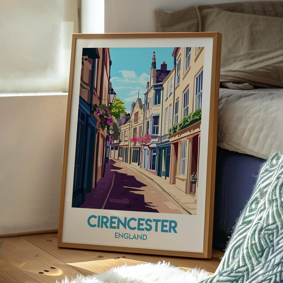 Cirencester England Cotswold Lane Flowers Historic Travel Poster - Image 3