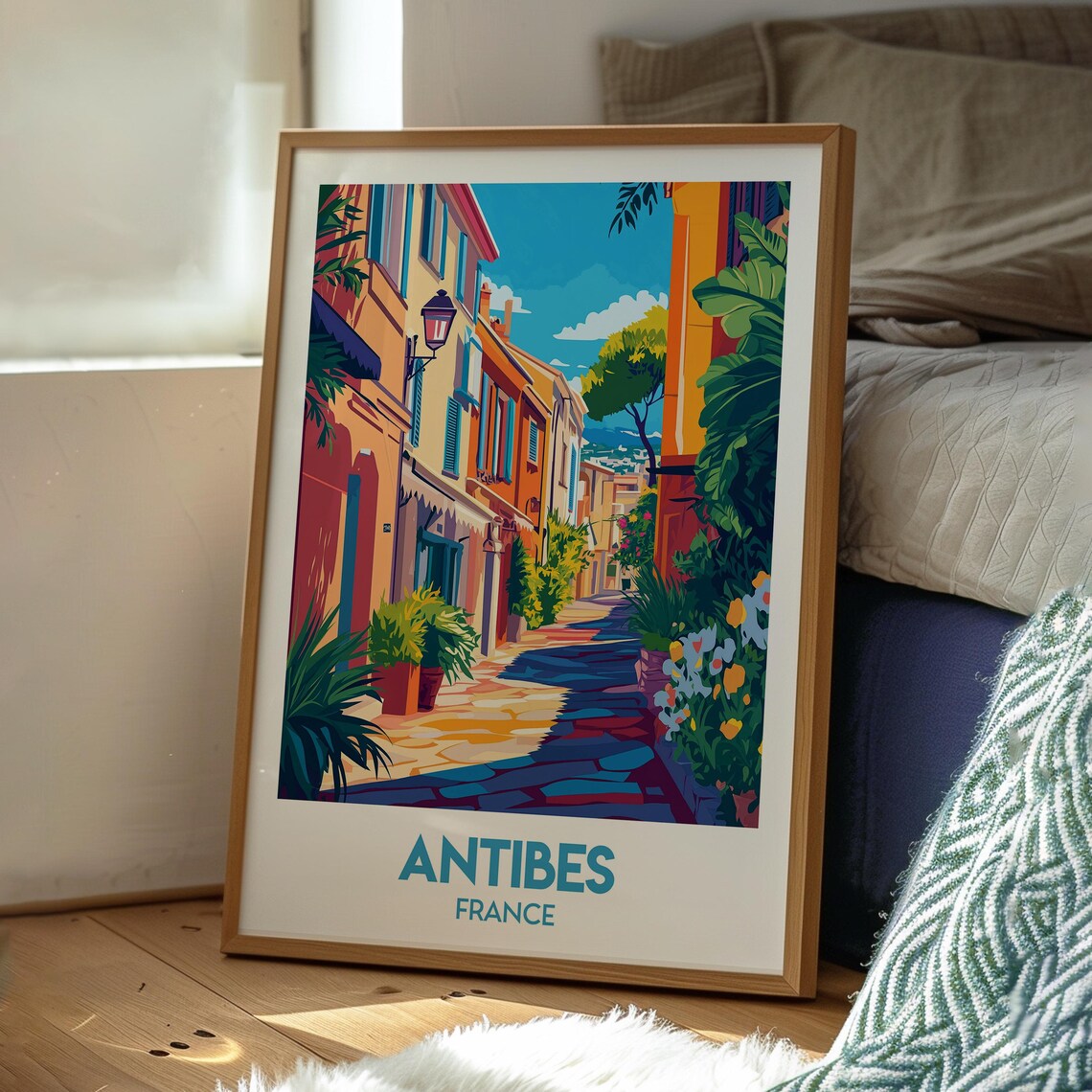 Antibes France Old Town Street Scene Retro Style Travel Poster - Image 3