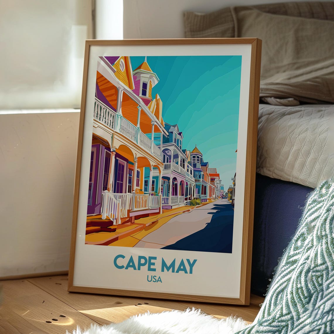 Cape May USA Colorful Victorian Porches Seaside Town Travel Poster - Image 3