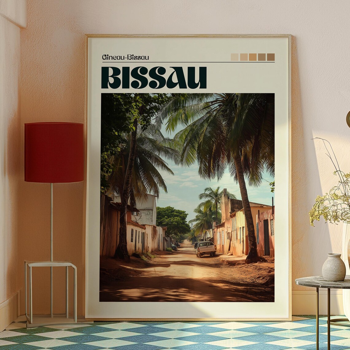 Bissau Guinea Bissau Palm Lined Street Vintage Photo Travel Poster - Image 2