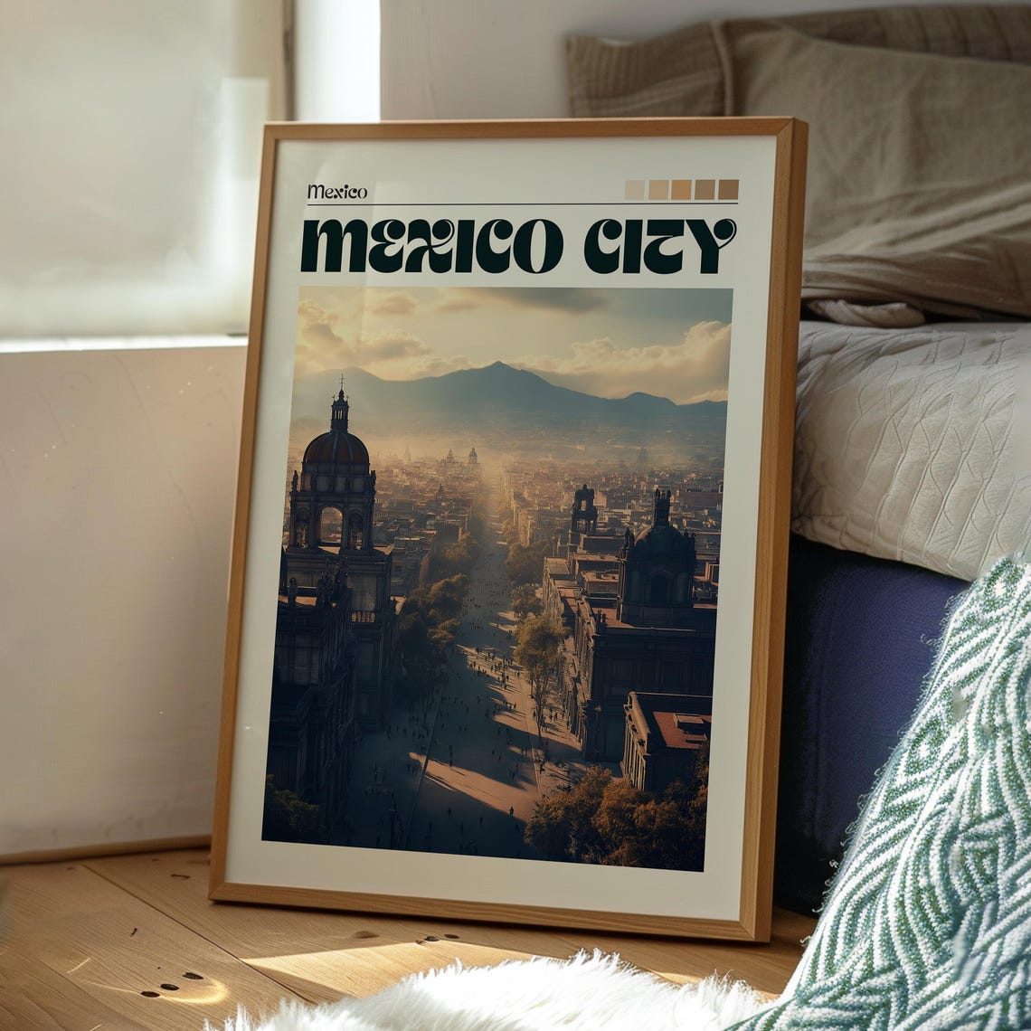 Mexico City Mexico Golden Hour Skyline Retro Vintage Travel Poster - Image 3