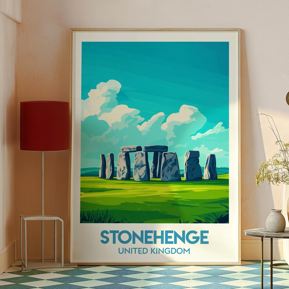 Stonehenge United Kingdom Ancient Stone Circle Green Plain Travel Poster - Image 2