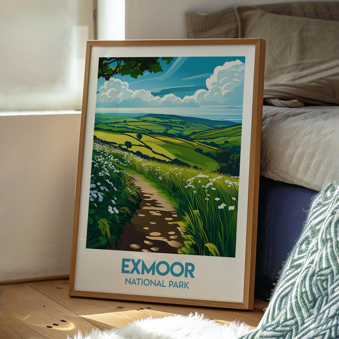 Exmoor National Park Green Rolling Hills Wildflower Path Poster - Image 2