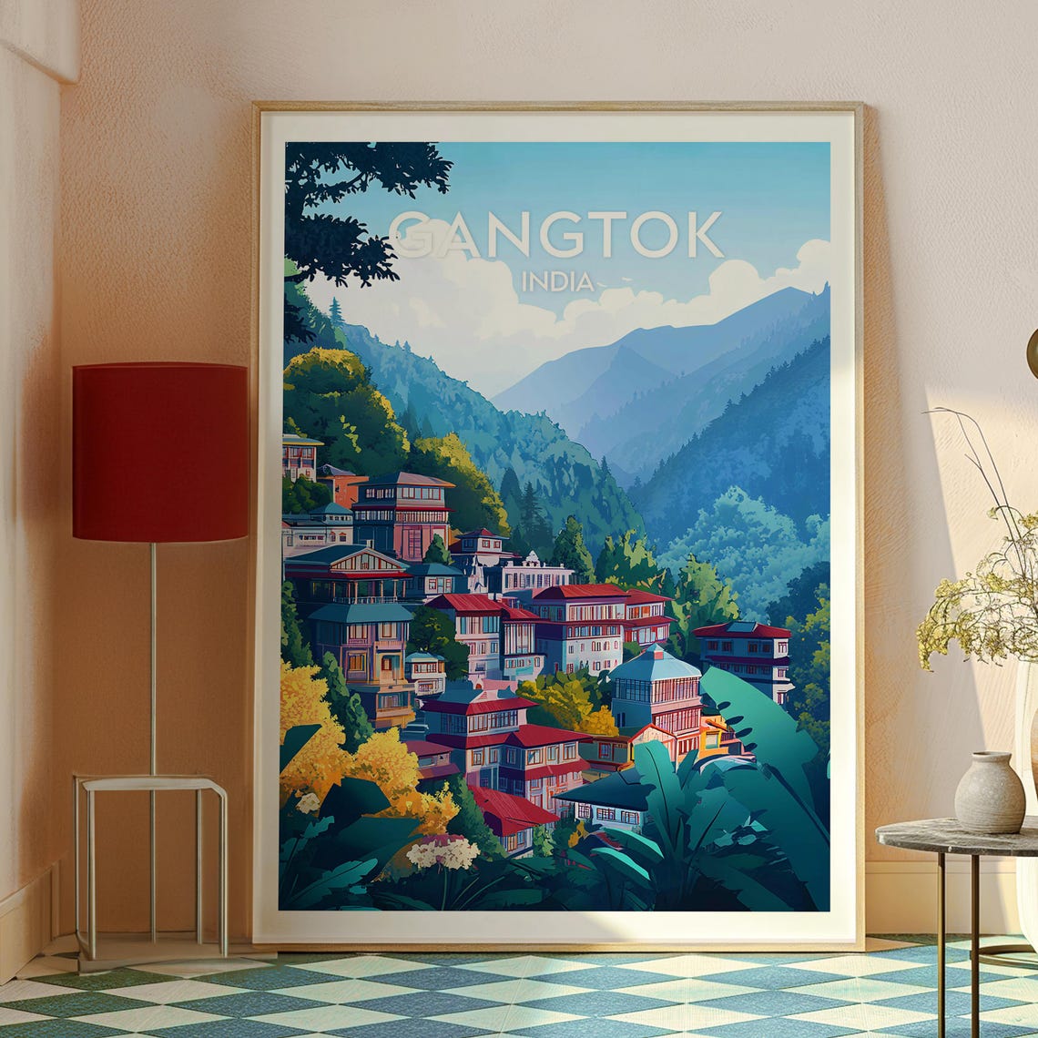 Gangtok India Colorful Hillside Town Himalayan Valley Travel Poster - Image 2