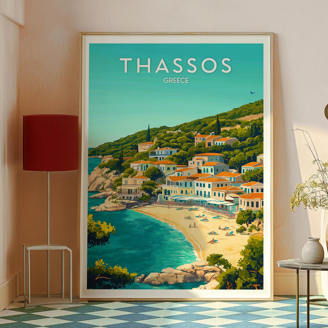 Thassos Greece Island Coastal Village Beach Summer Travel Poster - Image 2