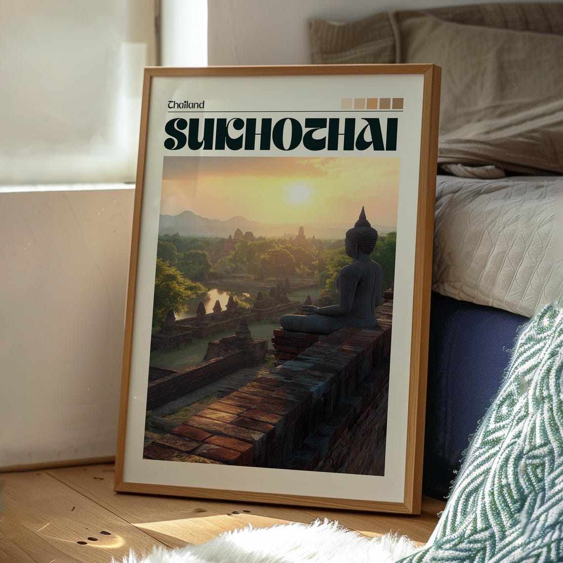 Sukhothai Thailand Buddha Statue Ancient Temple Sunrise Temple Poster - Image 3