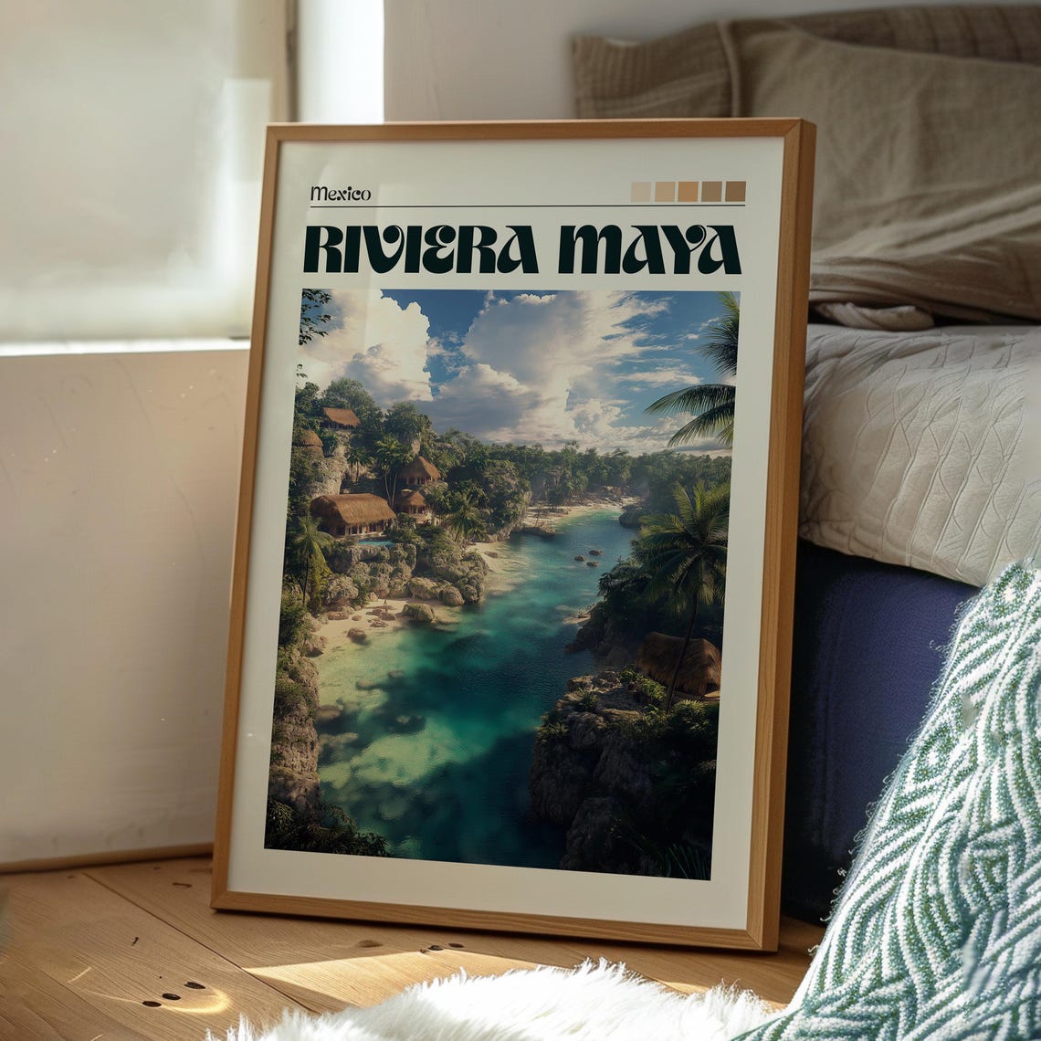 Riviera Maya Mexico Turquoise Cove Jungle Scenic Travel Poster - Image 3