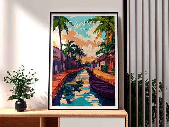 Ganvie Travel Print Benin Wall Art Lake Poster Africa City