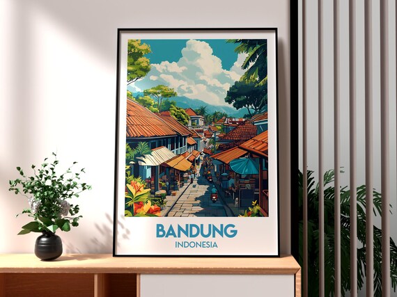 Bandung Indonesia Old Town Market Street Java Tropical City Travel Poster
