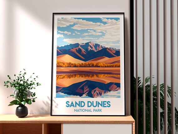 Sand Dunes National Park Mirror Lake Desert Reflection Poster