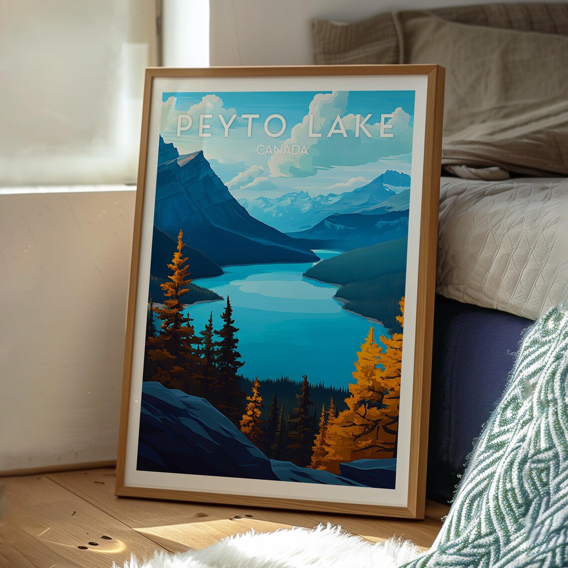 Peyto Lake Canada Turquoise Lake Rockies Pines Mountain Travel Poster - Image 3