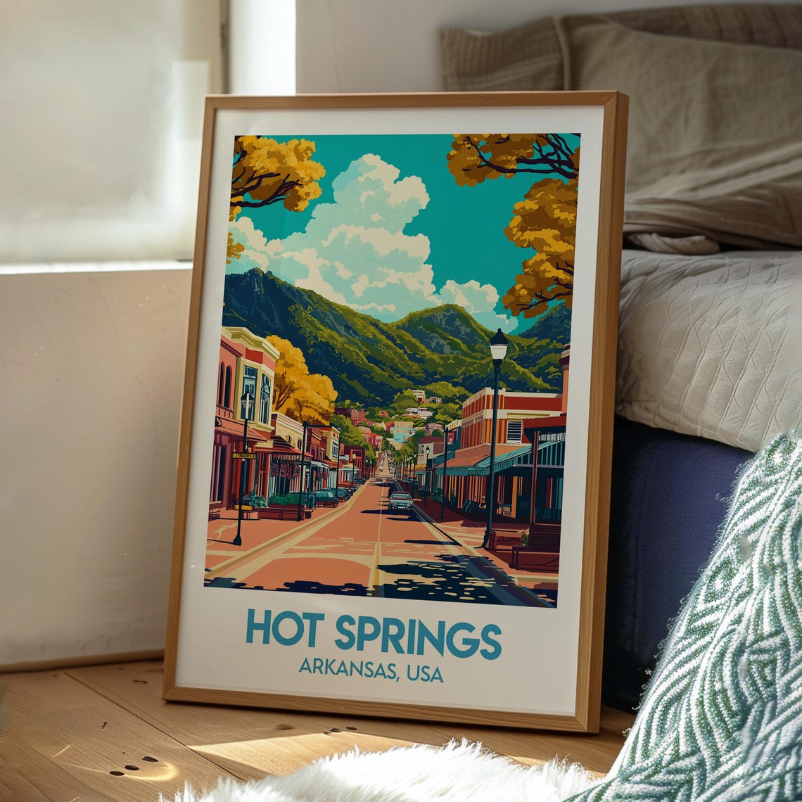 Hot Springs Arkansas Downtown Mountain Street Retro Travel Poster - Image 3