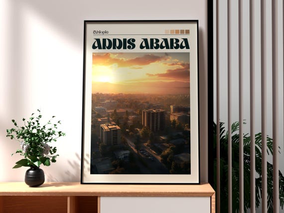 Addis Ababa Poster Ethiopia Print Travel Wall Art Africa African City