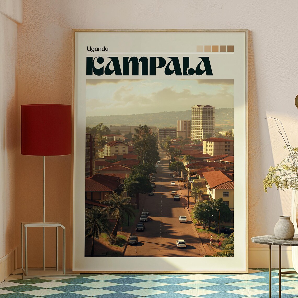 Kampala Uganda City Street Golden Sunset Vintage Travel Poster - Image 2