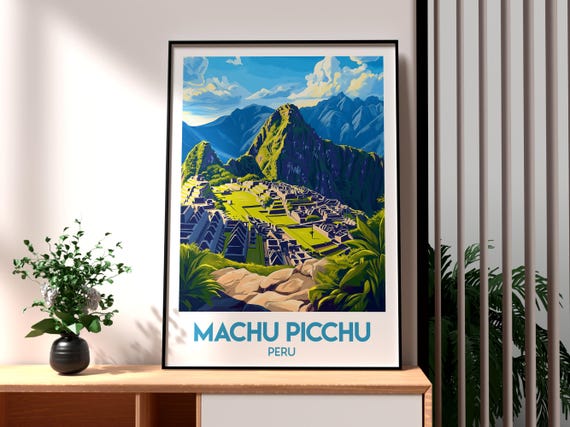 Machu Picchu Travel Poster, Peru World Wonder