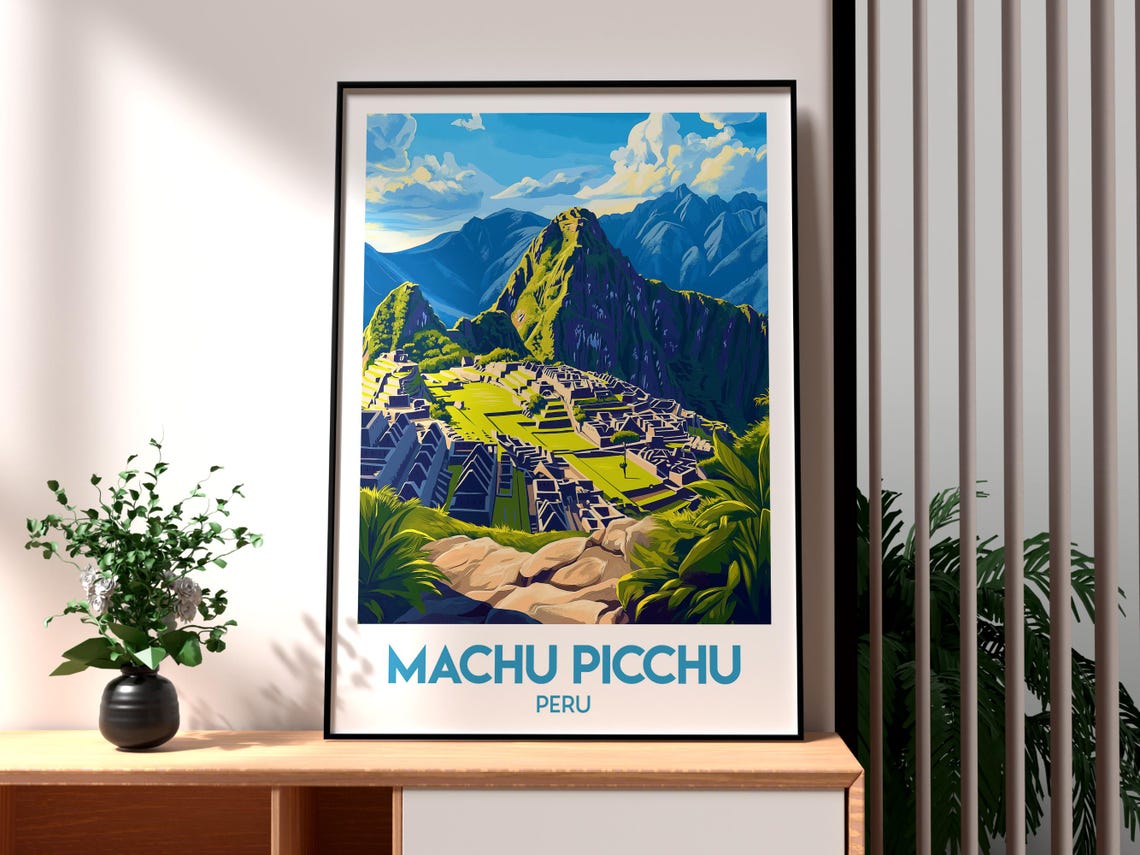 Machu Picchu Travel Poster, Peru World Wonder