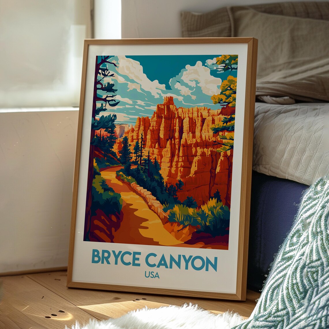 Bryce Canyon Utah Red Rock Hoodoo Amphitheater Desert Trail Travel Poster - Image 3