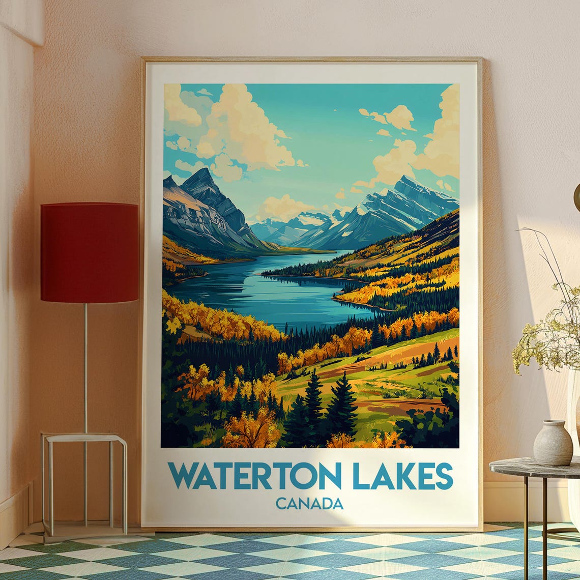 Waterton Lakes Canada Alpine Lake Autumn Forests Travel Poster - Image 2