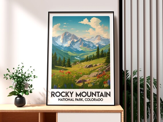 Rocky Mountain National Park Colorado Wildflowers Vintage Travel Poster
