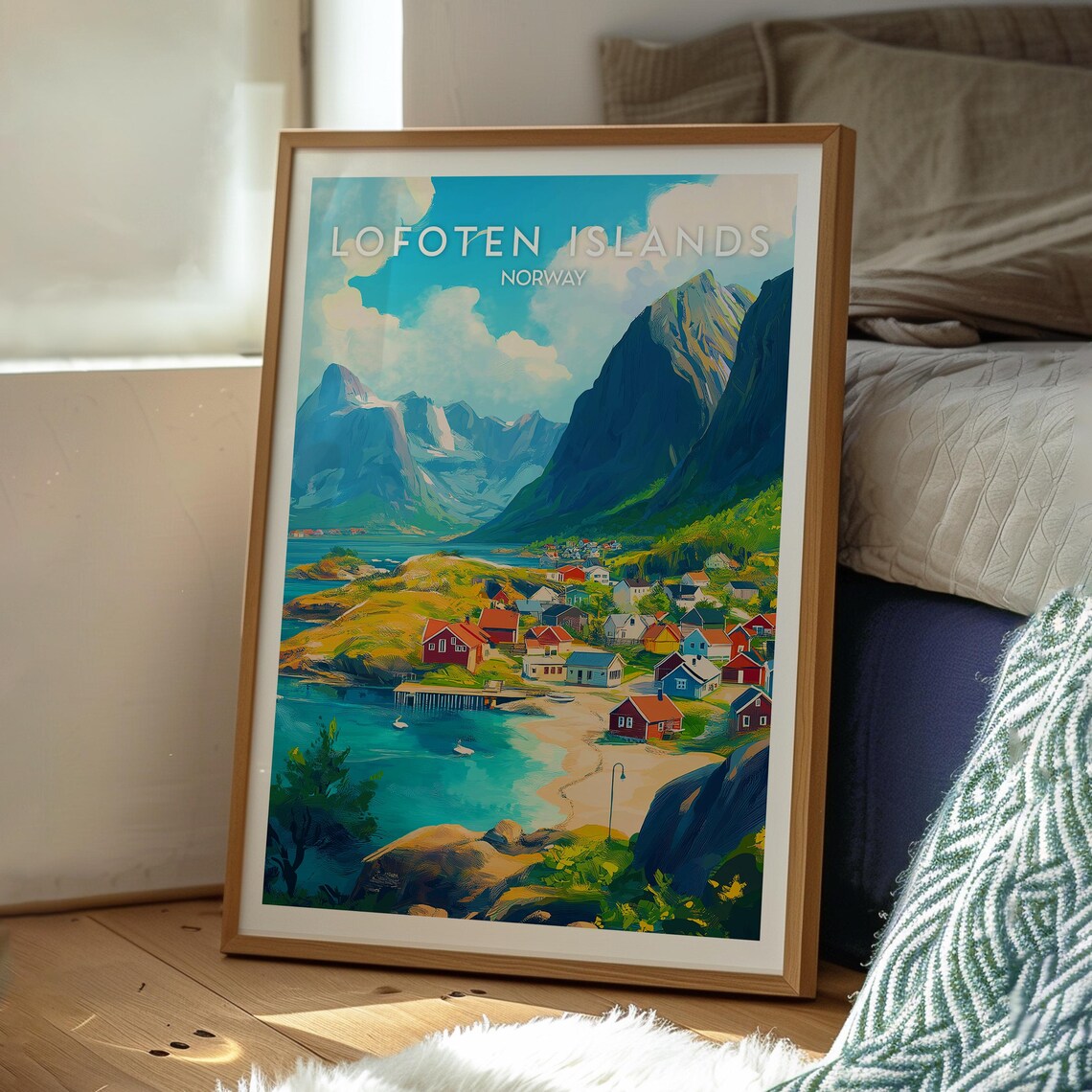 Lofoten Islands Norway Fishing Village Fjord Mountains Travel Poster - Image 3