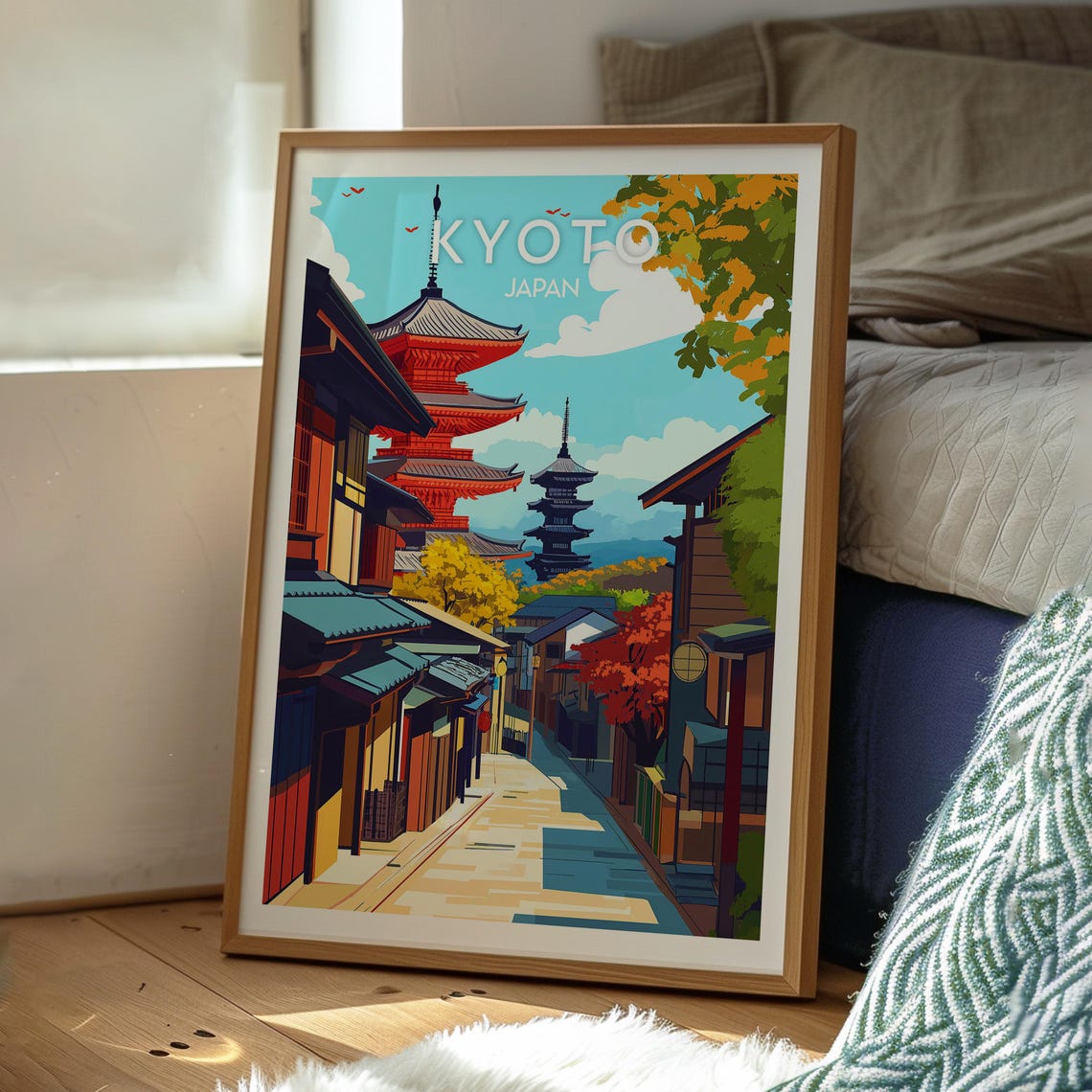 Kyoto Japan Red Pagoda Old Street Autumn Colors Travel Poster - Image 3
